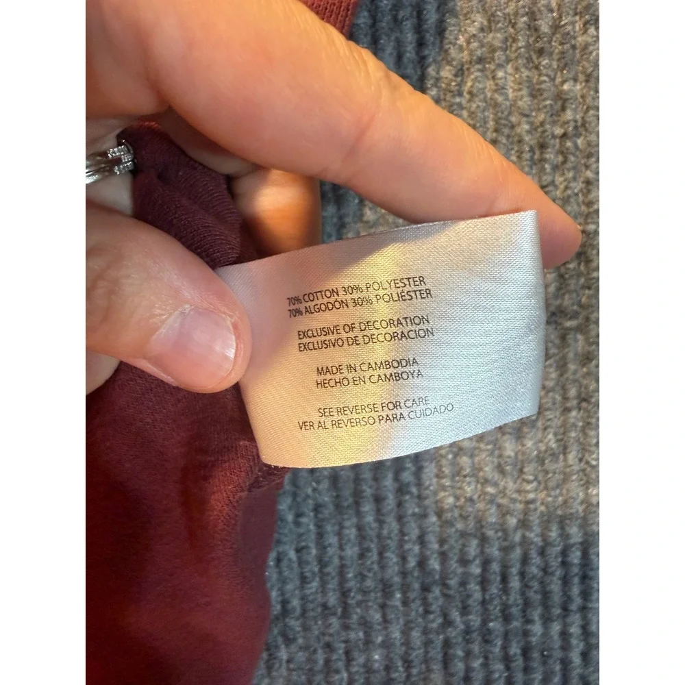 Banana Republic Mens Small Burgundy Raglan Long Sleeve Crewneck Slub Knit Top